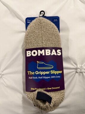 Bombas Gripper Slipper Sock in Heather Taupe